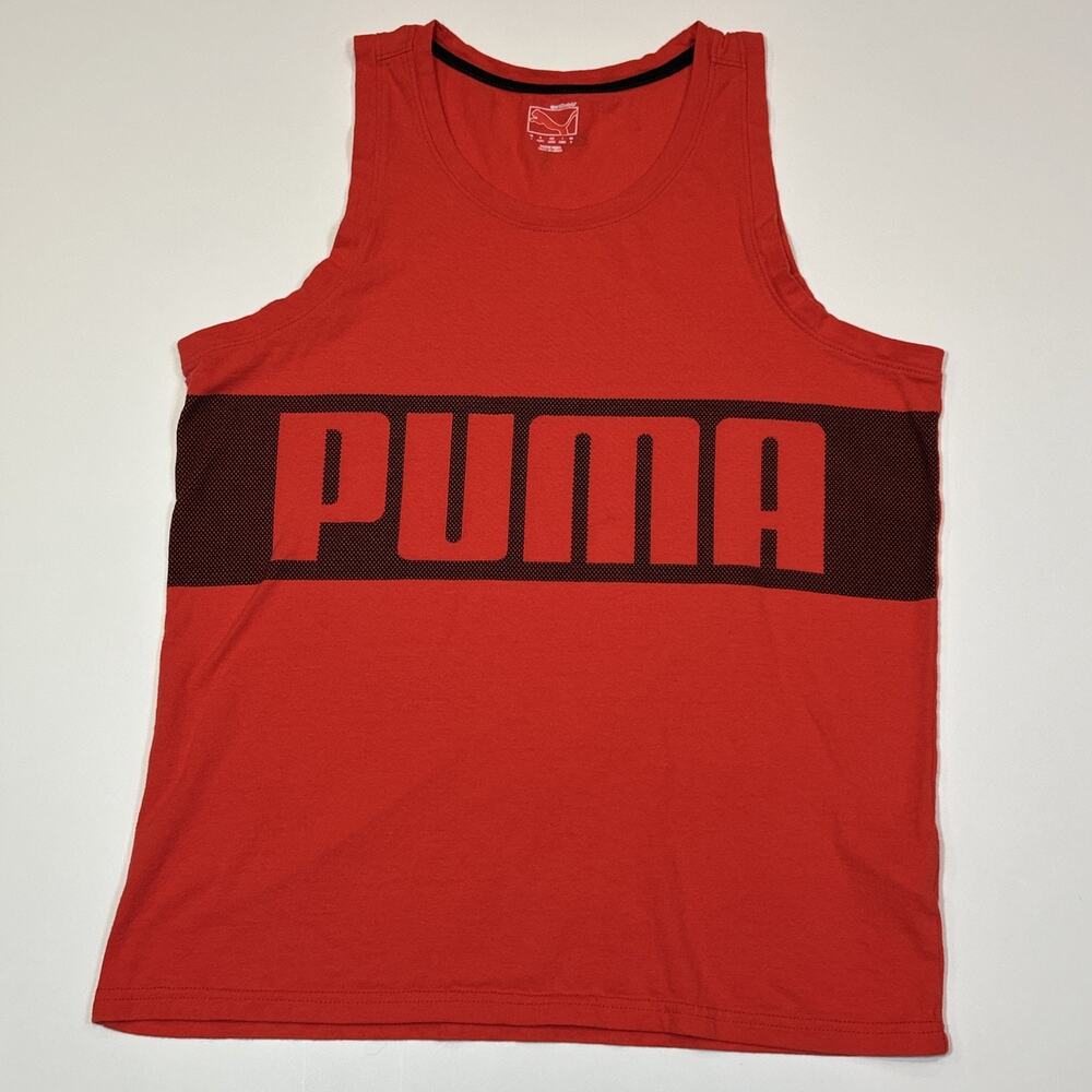 Puma Tank Top Men Small Red Sleeveless Graphic Athletic Shirt Cotton